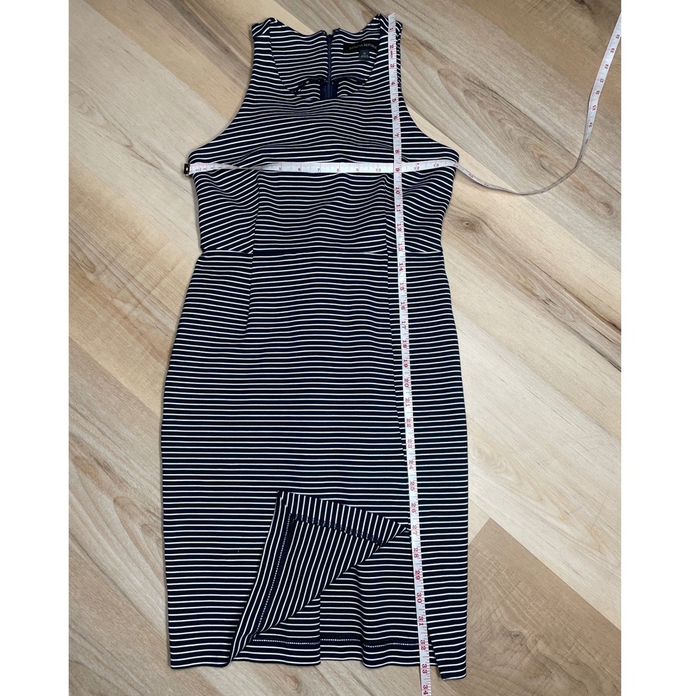 Banana Republic Navy White Striped Sheath Dress Sleeveless Halter Slit Size 0 - Picture 6 of 8